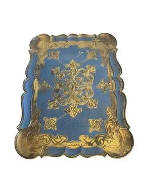 Florentine | Bath | Vintage Italian Florentine Wood Tray Blue Gold Gilt ...